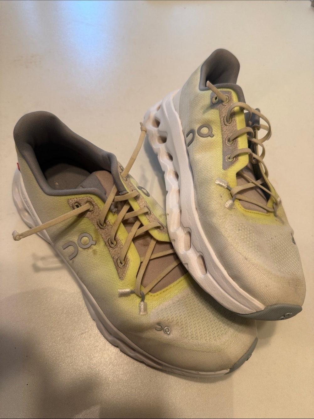 On Running Women's Athletic Shoes in Yellow and Gray
